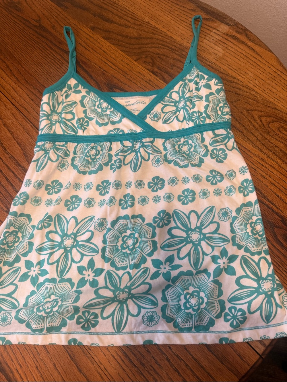 Aeropostale vintage y2k 2000s era Teal Floral Cami babydoll